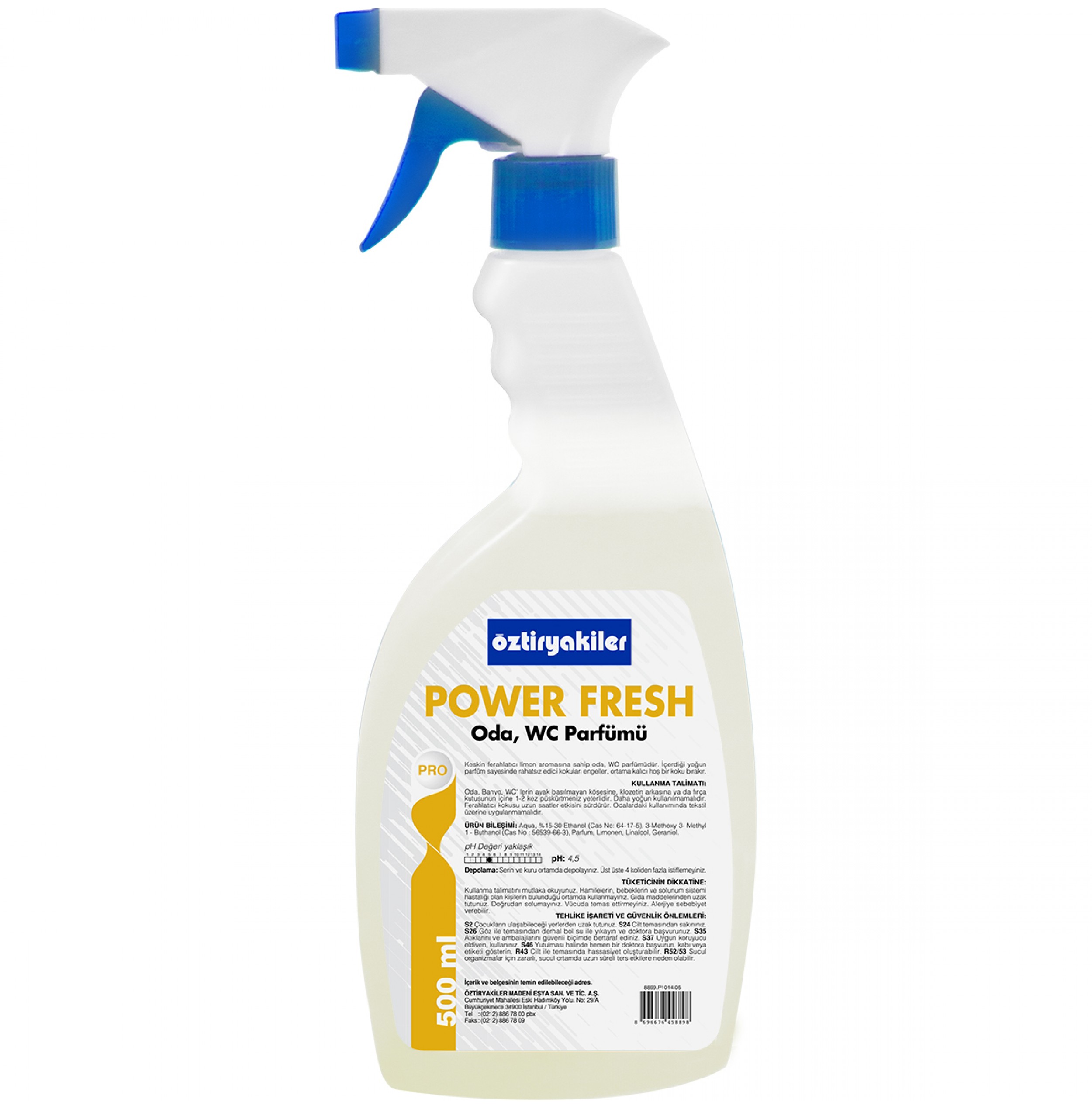 POWER FRESH WC, ODA PARFÜMÜ - KOKU YAĞI (LİMON AROMALI)  0,5L